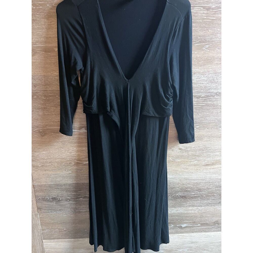 Ralph Lauren Black Wrap Dress Size M Tie Classic Midi Long Sleeve - Picture 3 of 6